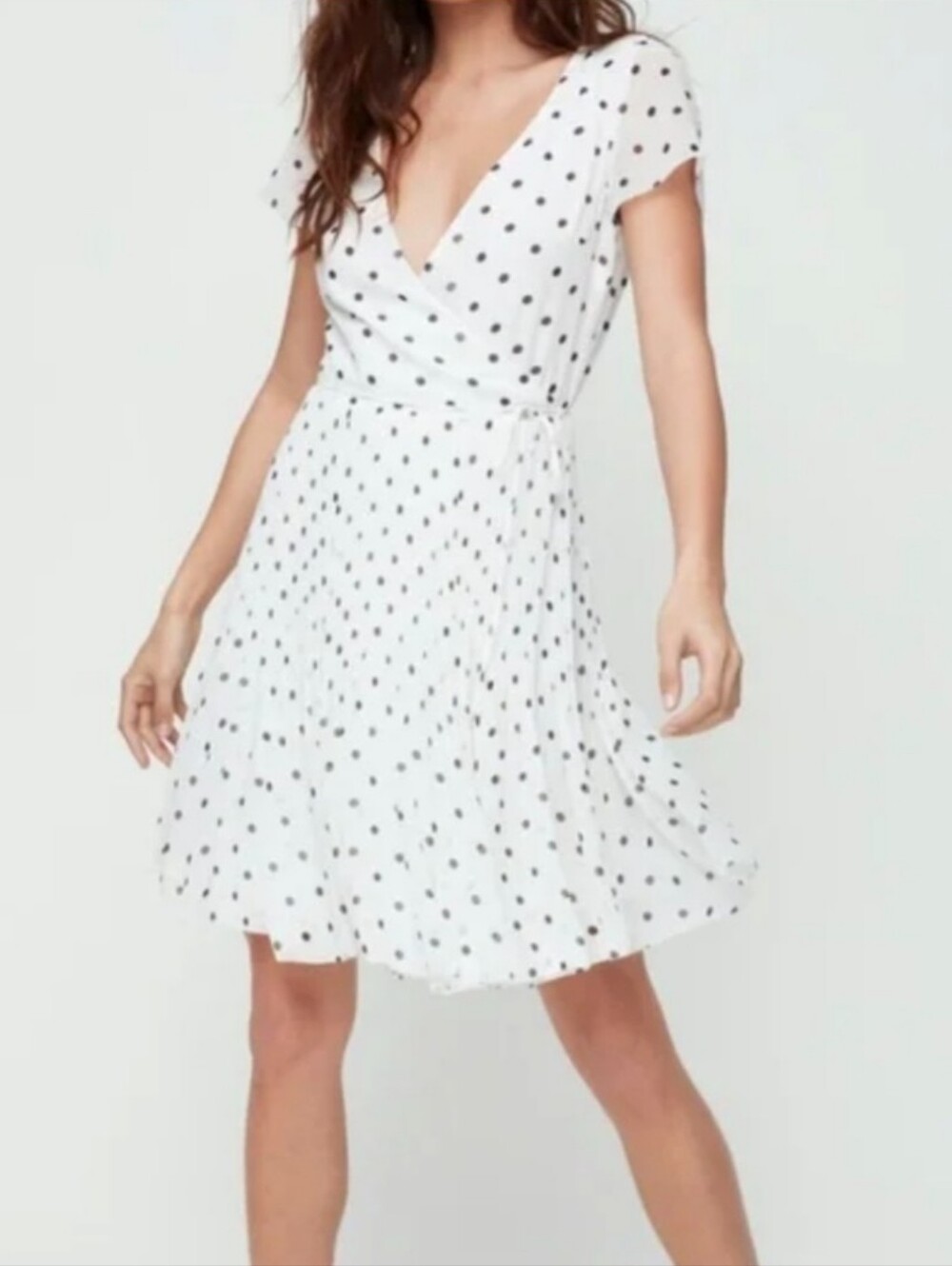 Sunday Best White Heart Print Ruffle Wrap Dress Size 0